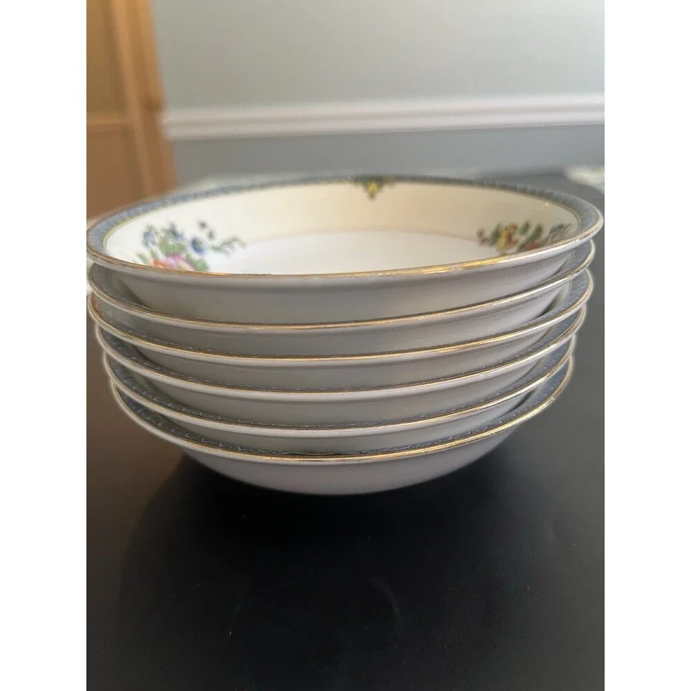 Antique 1920’s Noritake Grasmere Floral 5.25” Custard Berry Dessert Bowls 6pc